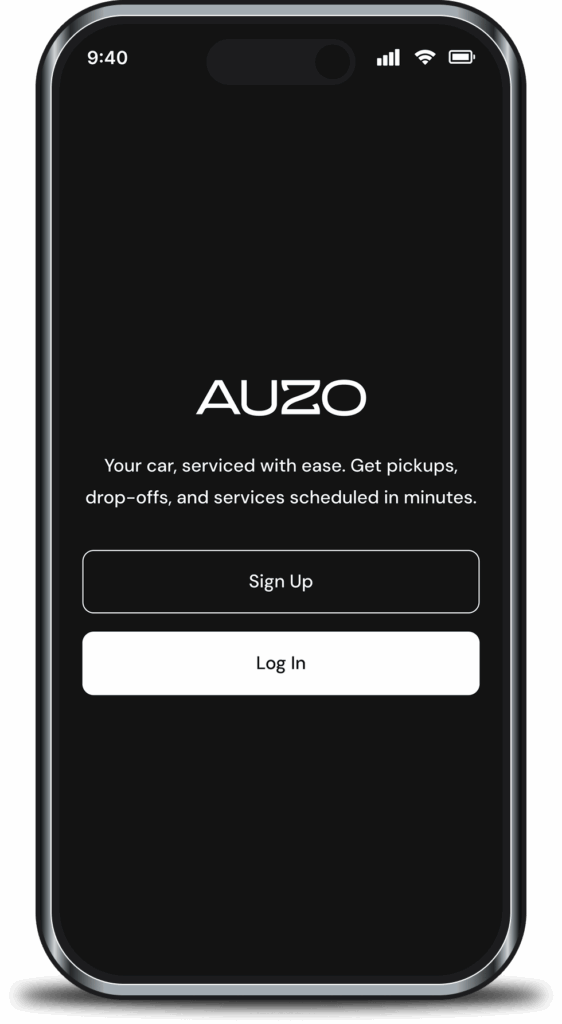 Auzo App sign up and log in page